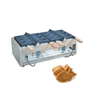 Ticari Elektrikli Taiyaki Makinesi Waffle Demir Elektrikli Balık Şekli Baker Yapışmaz Pişirme Yüzeyi 12 Kalıpları