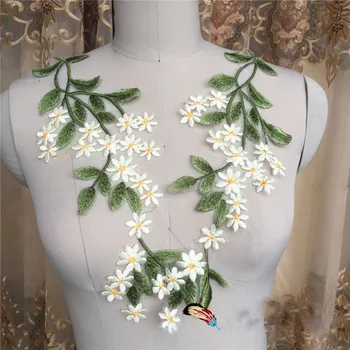 2 Adet Çiçekler Nakış Yamalar Dantel Aksesuar Sticker Giyim Düğün Dekorasyon Elbise Demir on Dikiş Aplike Kaynağı El Sanatları