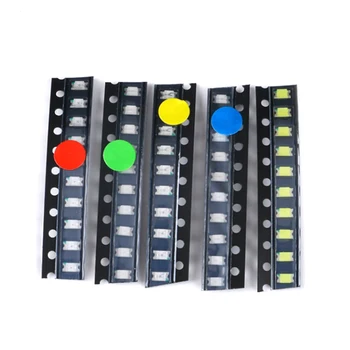 1206 0603 0805 0402 SMD LED ortak bileşen paketi (kırmızı, mavi, yeşil, sarı ve beyaz) Her biri 10 adet 5 çeşit
