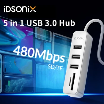 ıDsonix USB 3.0 HUB 5 in 1 USB 5 Gbps Yüksek Hızlı 5 Port Çoklu Splitter Adaptörü İçin Lenovo HUAWEİ Xiaomi Macbook Pro 15 Hava Pro