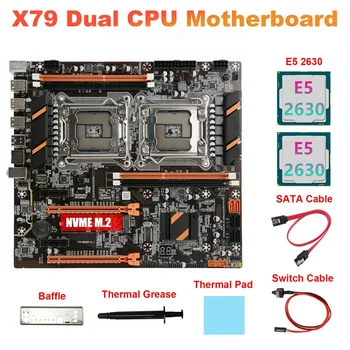 X79 Çift CPU Anakart + 2XE5 2630 CPU+SATA Kablosu + Anahtar Kablosu + Bölme + Termal Gres + Termal Ped LGA2011 M. 2 NVME X79 (Siyah)
