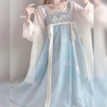 Orijinal Tang Hanfu kadın Yaz Çin Geleneksel Hanfu Etek Takım Elbise İnce Üst Askı Etek Seti 2022 Cosplay Kostüm
