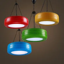 Retro Sanayi Rüzgar Renkli PVC Demir Zincir Asılı Lastikler LED kolye ışık Droplight Yemek Odası Bar Restoran Cafe Dekor