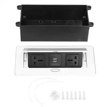 Zemin Elektrik Prizi Pop Up Masaüstü Soket 3 Delik Çift USB Güç Kaynağı Aksesuarları 250 V 13A