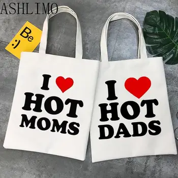 Ben Sıcak Babalar Baskılı Kadın Alışveriş Çantası Kawaii Çanta Harajuku Alışveriş Tuval alışveriş çantası Kız Büyük Çanta Tote Omuz kadın çantaları