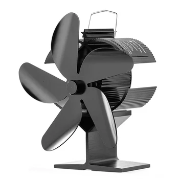 5 Bıçaklı Şömine Fanı Sessiz İsı Powered Soba Fan Günlük Ahşap Brülör Çevre Dostu Sessiz Fan Alüminyum Alaşımlı ısı Dağıtım Fanı