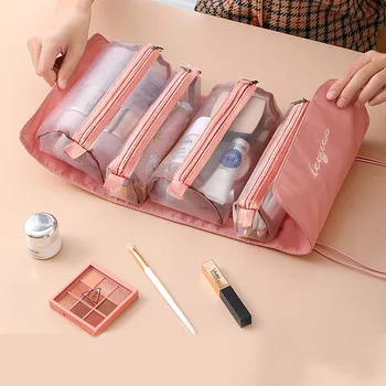 Kadın kozmetik çantası Seyahat Organizatör Katlanabilir Asılı Naylon Yıkama Çantası Taşınabilir Makyaj Çantası Çok Fonksiyonlu makyaj çantası