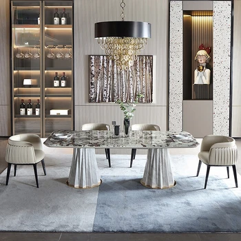 Modern ışık lüks mermer yemek masası 2021 yeni dikdörtgen katı ahşap pirinç masa ve sandalye high-end mobilya