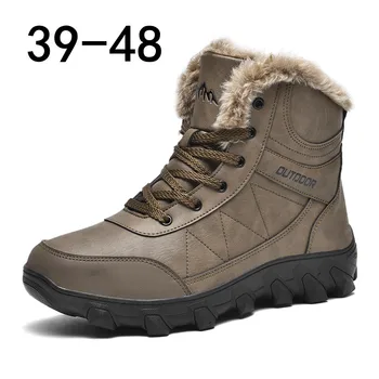 Erkek Botları erkek Kış Ayakkabı Moda Kar Botları Ayakkabı Artı Boyutu Kış Ayakkabı Ayak Bileği erkek ayakkabısı Kışlık Botlar 39-48 Ayakkabı