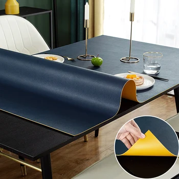 Çift taraflı deri masa örtüsü düz renk su geçirmez masa mat custom made dikdörtgen masa örtüsü ahşap masa koruyucu kapak