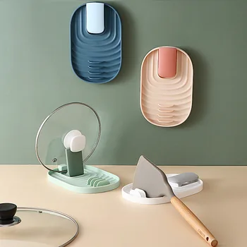 Katlanabilir tencere kapağı Tutucu Plastik mutfak düzenleyici Kaşık Tutucu Pan Kapak Çatal Spatula Raf Sofra Depolama Rafı Asılabilir