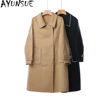 Kış 100 % Yün Ceket Uzun Moda Ceket Kadın Sonbahar Kore Tarzı Zarif Bayan Mont ve Ceketler kadın giyim WPY1311