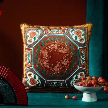 Ev Dekor minder örtüsü Kare Dekoratif Yastık Kılıfı Yeni Modern Çin Sanatsal Lüks Klasik Flora Yumuşak Kanepe Sandalye