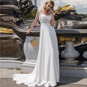 2020 Seksi Dantel Üst Püskül A-Line düğün elbisesi Düğmeleri İle Geri Alt Basit Bahçe gelinlikler Bahar Yeni Moda