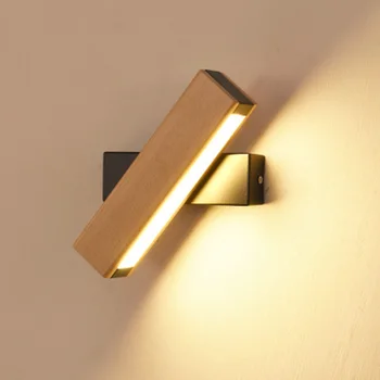 LukLoy İskandinav roman yatak odası başucu aplik ahşap koridor Modern Minimalist duvar lambası yaratıcı çalışma dönen LED okuma ışıkları