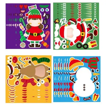 Kawaii 32 adet Noel Elemanları Sticker Bulmaca Sticker Parti Oyuncak Santa Ren Geyiği Kardan Adam Desen Karikatür Gnome Sticker