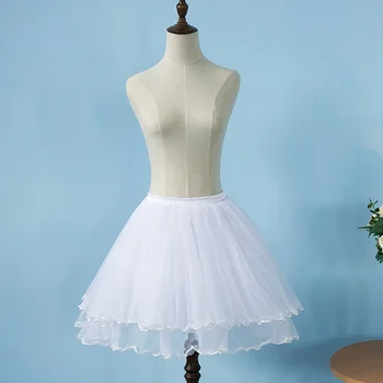 Siyah Kız Kabarık Etek Kısa Tül Bir Çizgi Etek Kayma Lolita Vintage Bayan Jüpon Beyaz Etek Katmanlar Petticoat Olacak Kabarık