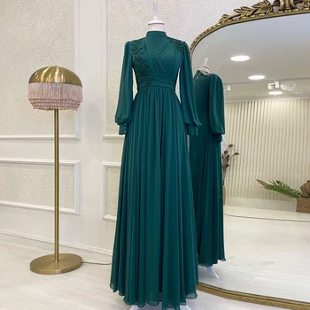 Zarif İmparatorluğu Abiye Kadınlar İçin Şifon Dantel Aplike A-Line Örgün Balo elbise Kat Uzunluk Fermuar Vestido De Novia