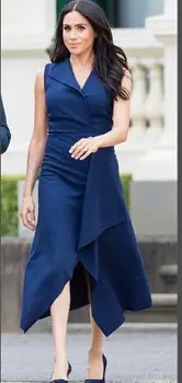 Mavi Anne Gelin Elbiseler A-line V Yaka Çay Boyu Kısa Düğün Parti Elbise Anne Elbise Düğün İçin