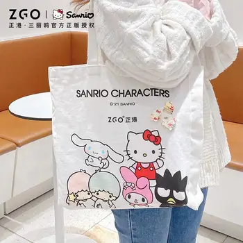 Kawaii Sanrio Hello Kitty My Melody Cinnamoroll pamuk Tote omuzdan askili çanta Rahat çanta düzenleyici Tatil Hediyeler Oyuncaklar Kızlar için