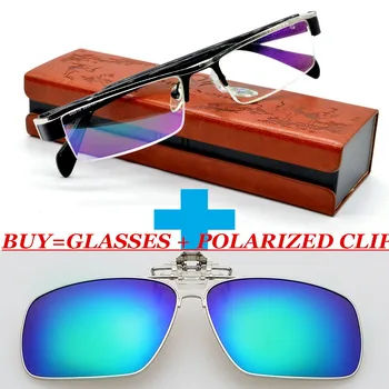 Bir Polarize Klip Ve Optik Custom made optik reçete miyopi Klasik Titanyum Alaşımlı Iş okuma gözlüğü-1-8