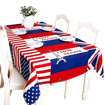Amerikan İngiltere Bayrağı Eyfel Kulesi Masa Örtüsü %100 % Pamuk Kalın Masa Örtüsü mutfak havlusu Rahat Parti Ev Dekor Masa Örtüleri