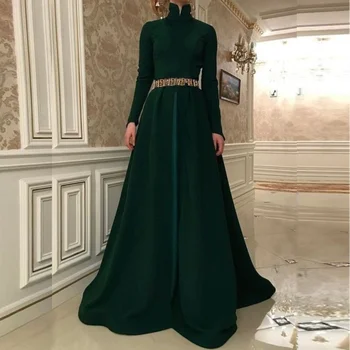 Artı Boyutu Akşam Balo Ünlü Elbiseleri 2022 Uzun Kollu Yeşil Lüks Zarif Gala Elbise Kadınlar Düğün Parti İçin