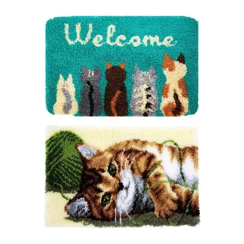 Kedi Mandalı Kanca kilim kiti Festivali Hediye DIY Halı Halı İğne Ev Dekorasyon Halı Yapımı El Yapımı Nakış Halı Seti Çocuklar