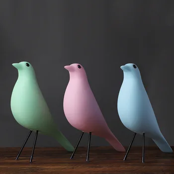 Reçine Kuş Heykelcik Soyut Geometrik Tarzı Kuşlar Heykel Hayvan Heykeli El Sanatları Masaüstü Ev Dekor Süsleme