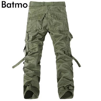 Batmo 2018 yeni varış sonbahar yüksek kaliteli pamuk Askeri yeşil kargo pantolon erkekler, erkek Askeri pantolon, artı boyutu 28-42 018