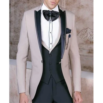 3 Adet Düğün Smokin Adam için erkek Takım Elbise Pantolon ile Düğün için İtalyan Kostüm Takım Elbise Erkekler için Damat Takım Elbise Smokin