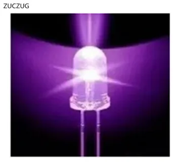 ZUCZUG Led 1000 adet Ultra Violet Yuvarlak Şeffaf UV Mor 365nm-430nm (385nm) Ultraviyole 5mm uv lamba ışığı Led Diyot