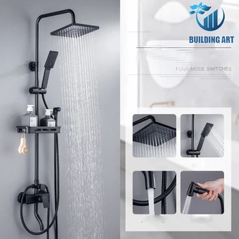Banyo duşu Bataryası Seti Yağış Duş Seti küvet mikseri Duş Raf Ve Bide Musluk Pirinç Duş Mikser Vinç