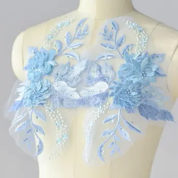 1 Adet 4 Renkler 3D Katı Tırnak Boncuk Nakış Dantel Çiçek Aplike Akşam Elbise Dekorasyon Yama Kostüm Aksesuarları Dantel