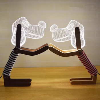 Usb Karartma 3d Etkisi Led masa lambası Ahşap Destek Akrilik Abajur led ışık Yatak Odası Okuma Lambası Usb Fişi İle Doğum Günü Hediyeleri