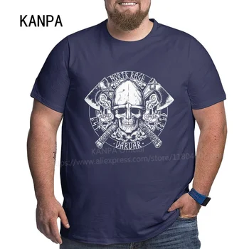 KANPA Viking Grafik erkek Pamuk Büyük Boy T Shirt Büyük Uzun Boylu erkek tişörtü Baba Yaz Artı Boyutu Üstleri 6XL 5XL Tee Gömlek