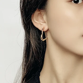 Yeni Kore Moda Küpe Bildirimi Altın Basit Dangle Küpe Geometrik Kalp Küpe Kadınlar için 2021 Trend Küpe Takı