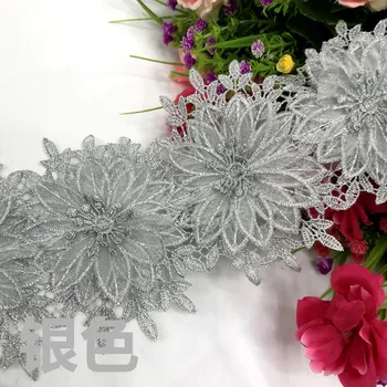 0.5 Yard / Lot DIY Gazlı Bez çift taraflı nakış 3D çiçek dantel trim dantel kumaş 12 cm geniş giysi aksesuarları SC061