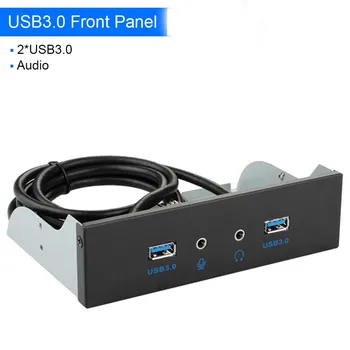19Pin 4 Port USB 3.0 Hub PC Ön Panel Braketi HD Ses 3.5 mm Kulaklık mikrofon Konektörü Masaüstü İçin 3.5 