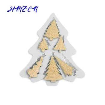 1 ADET 6 Delik Noel ağacı Şekilli silikon kalıp Kek Dekorasyon Fondan çerezler araçları 3D Silikon Kalıp Gumpaste Şeker
