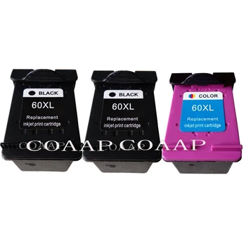 COAAP 3pk Yedek mürekkep HP için kartuş 60XL (2 Siyah, 1 Renk) için Yeniden Doldurulmuş PHOTOSMART C4780 C4795 C4680 DESKJET F4480 F4400