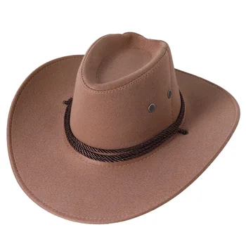Erkek Geniş Ağız Vintage kovboy şapkaları Ayarlanabilir Halat ile Açık güneş şapkası Rahat Düz Renk Evacuations Şapka Fötr Kapaklar sombrero homb