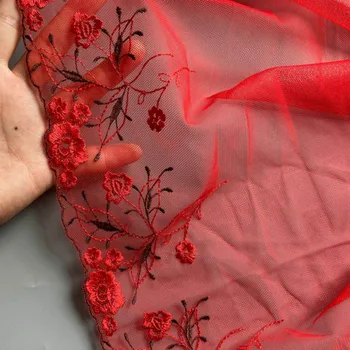 2 metre Kırmızı Örgü nakış dantel kumaş El Yapımı DIY Konfeksiyon dikiş dikiş kumaş Giyim aksesuarları Perde malzemesi Yeni