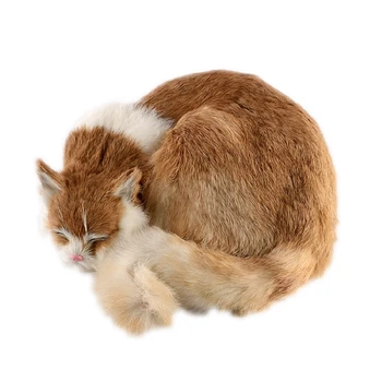 Gerçekçi Hayvan Yalan Kedi peluş oyuncak Simülasyon Mini Kediler Pet Oyuncak Araba Dekorasyon Hediye 29x30x10 cm DY80044