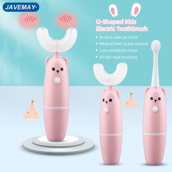 Çocuk Elektrikli Diş Fırçası Silikon Otomatik U Şekli Çocuk Diş Fırçası Pil Çocuk Diş temizleme Fırçası Su Geçirmez J283
