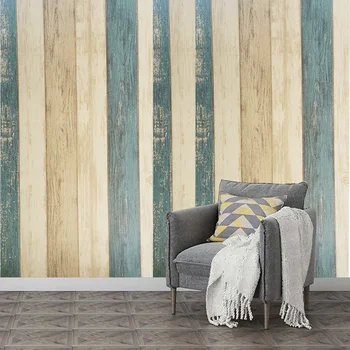 PVC Kendinden Yapışkanlı Su Geçirmez Kabartma Duvar Kağıdı Eski Mavi Ahşap Tahıl Ahşap yapışkan kağıt Oturma Odası Dekor için Mobilya Filmi