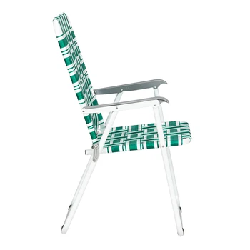 【USA READY STOCK】2 adet çelik boru PP Dokuma Rulman 120kg katlanır plaj sandalyesi Açık Yeşil Şerit