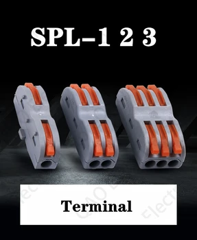 SPL-1/2/3 Çift Kafa Mini Hızlı Hızlı Tel Bağlayıcı Evrensel elektrik kablosu Konektörü Push-in İletken Terminal Bloğu LED Lamba