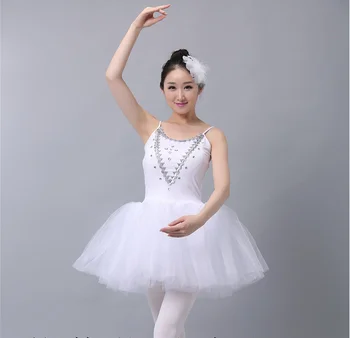 Yetişkinler Beyaz Kuğu Gölü Balesi Elbise Kadın Balerin Tutu Kostüm Giyim Klasik Bale Leotard Sahne Performansı Kızlar İçin