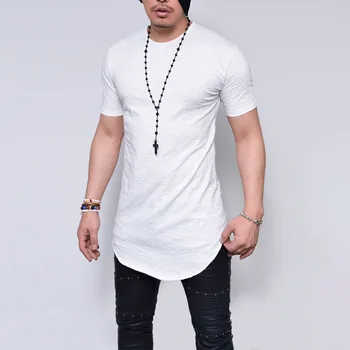 NO.2-7100 MRMT 2022 Yepyeni erkek T Shirt Yuvarlak Boyun Düz renkli tişört Erkek Yuvarlak boyun Orta ve Uzun Bölüm Üstleri